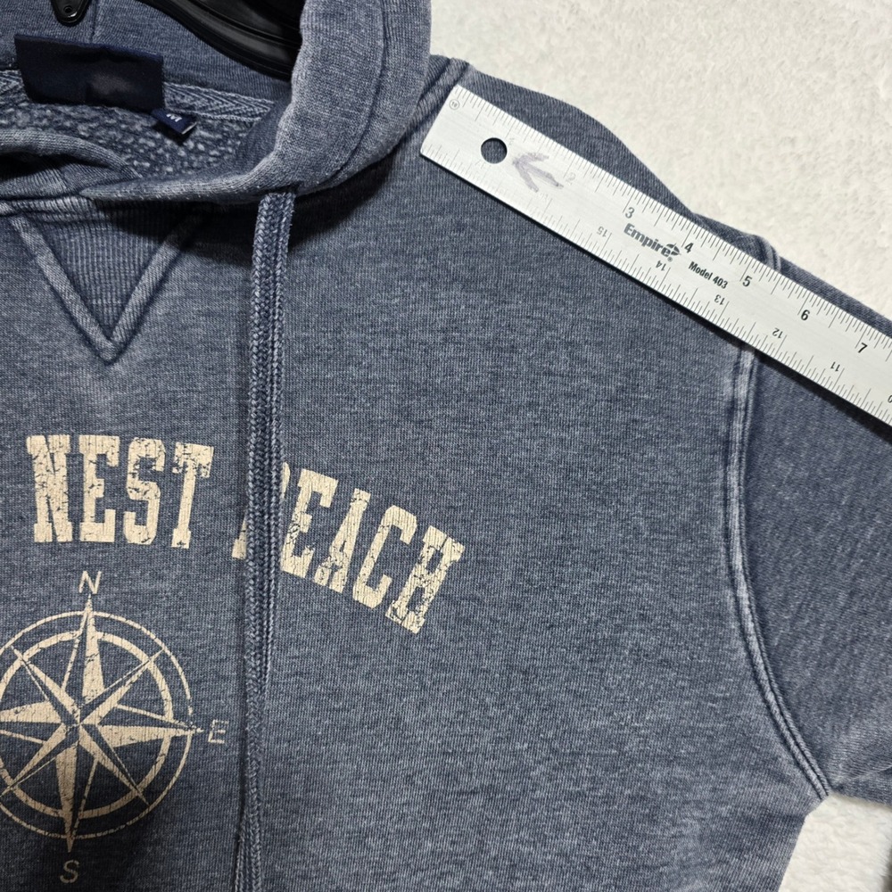 Ocean Beach Sportswear Hawks Nest Beach Acid Wash Compass Hoodie Blue Men's M - Picture 8 of 8